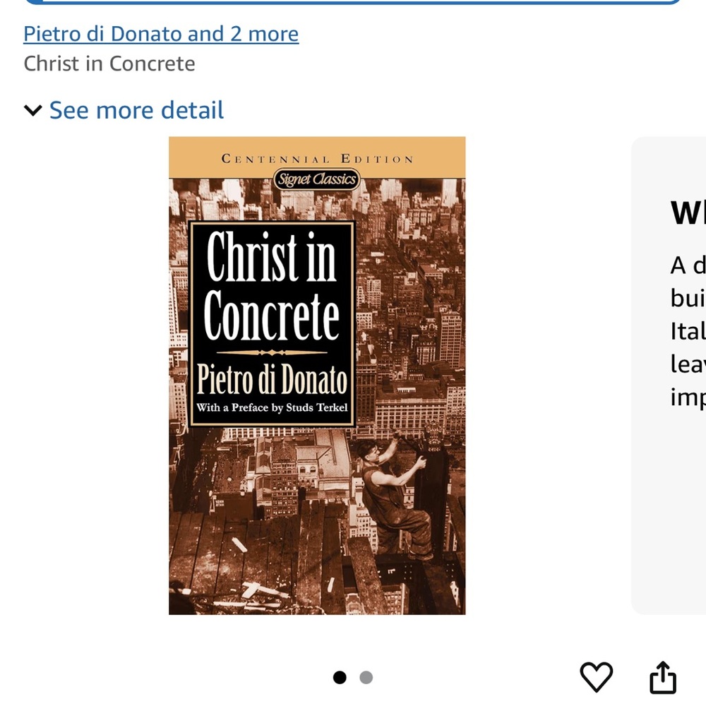 Christ in Concrete Book by Pietro di Donato